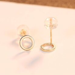 Solid 14K Gold Round Circle Earrings for Girls 4