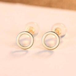 Solid 14K Gold Round Circle Earrings for Girls 5