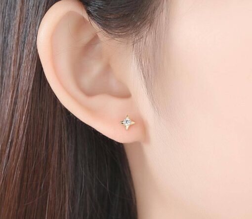 Star Shape 14K Gold Stud Earrings 2