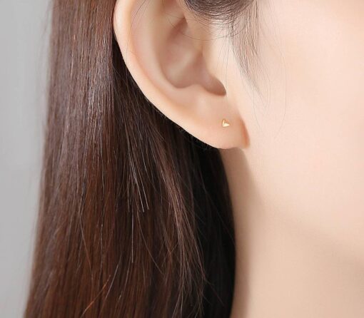 Triangle Geometry 14K Solid Gold Cute Stud Earrings 2