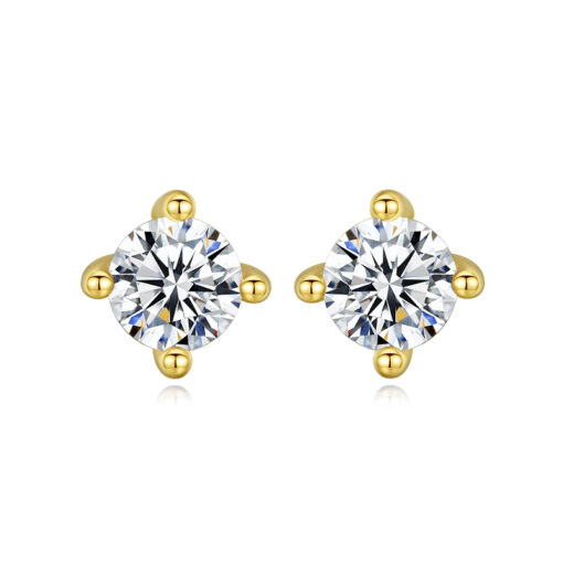 geometric shaped 14k gold zircon luxury stud earrings