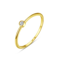 gold engagement ring with 3a zirconia minimalist diamond