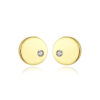 single cz round shaped 14k gold earrings for girls