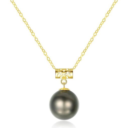 18K-Gold-Chain-Pendant-Necklace-with-Black-Pearl