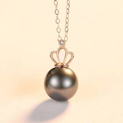 18K-Gold-Graceful-Crown-Black-Pearl-Pendant-Necklace-13