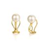 18K-Solid-Yellow-Gold-High-Bright-Freshwater-Round-Pearl-Clip-on-Earrings