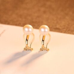 18K-Solid-Yellow-Gold-High-Bright-Freshwater-Round-Pearl-Clip-on-Earrings-3