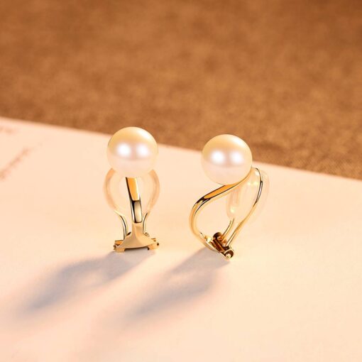 18K-Solid-Yellow-Gold-High-Bright-Freshwater-Round-Pearl-Clip-on-Earrings-4