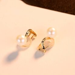 18K-Solid-Yellow-Gold-High-Bright-Freshwater-Round-Pearl-Clip-on-Earrings-5