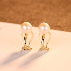 18K-Solid-Yellow-Gold-High-Bright-Freshwater-Round-Pearl-Clip-on-Earrings-6