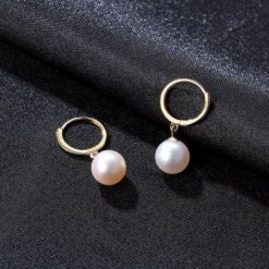 18k-Gold-Circle-Earrings-Natural-Pearl-Drop-Earrings-3