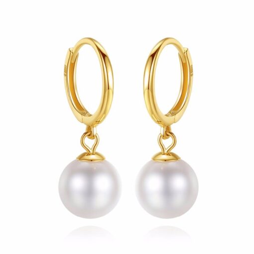 18k-Gold-Circle-Earrings-Natural-Pearl-Drop-Earrings