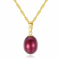 8-9mm-Natural-Pearl-Pendant-Necklace-18K-Gold-Buckle