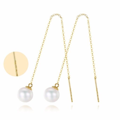 Freshwater Pearl-18K-Gold-Chain-Drop-Earrings-wholesale